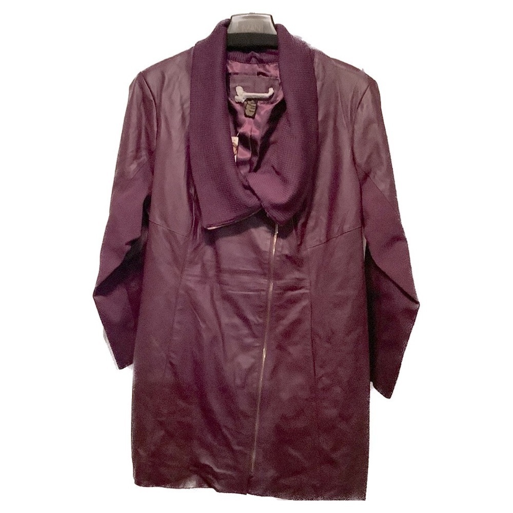 Leather IMAN Platinum Collection Plus Size Purple Coat Size 2X NWT